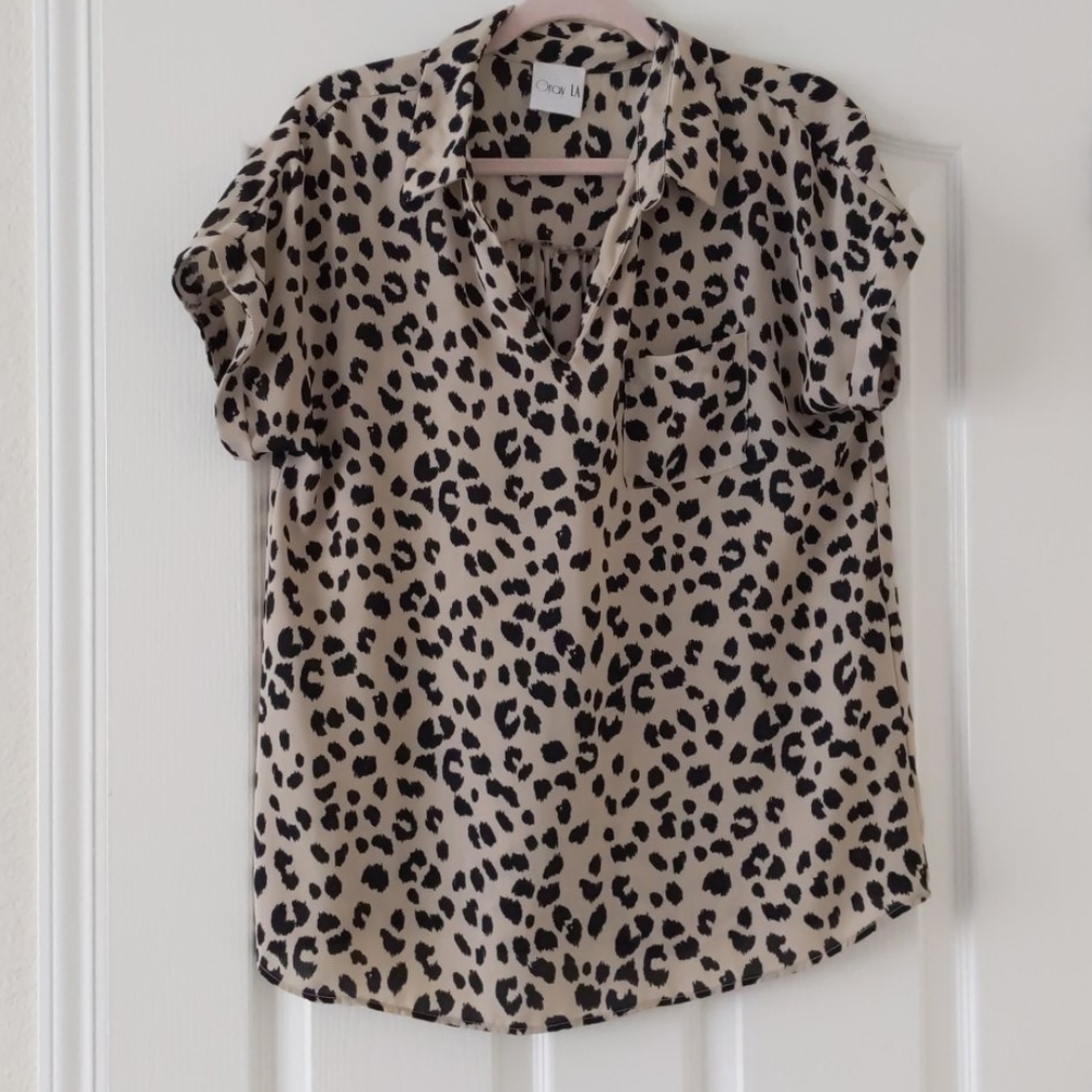 Cheetah print work blouse
